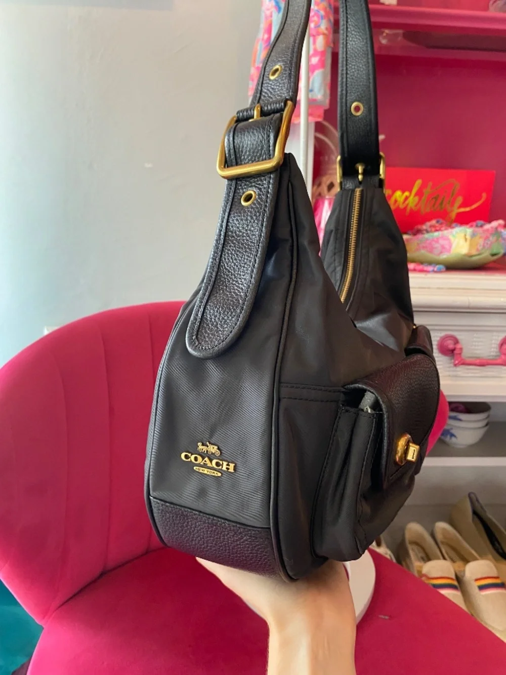 Coach nylon cargo hobo purse